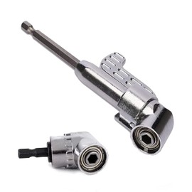 Jetisva 2pcs 105 Degree 1/4 Right Angle Drill Attachment 90 Degree Right Angle Drill Adaptor High-Carbon Steel Right Angle Screwdriver Hex Shank Magnetic Socket Holder for Power Drill Tool