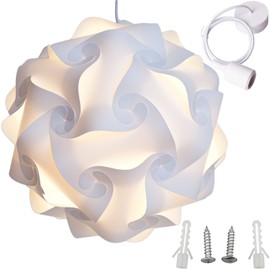 Lightingsky Ceiling Pendant DIY IQ Jigsaw Puzzle Lamp Shade Kit with 40 Inch Hanging Cord (White,Large-40cm)