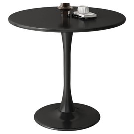 Kasinali Black Round Table Modern Dining Table Tulip Round Kitchen Table Mid Century Coffee Table for Living Room, 31.5 inch