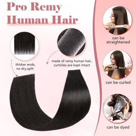 SEGO Tape Extensions Real Hair 10 Pieces Extensions Real Hair 15 g Tape In Extensions Real Hair Invisible Real Hair Extensions Tape Straight Hair Extensions for Women 55 cm # 1B