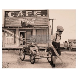 CHILDREN PLAYING GREAT DEPRESSION DUST BOWEL JOBLESS MEN 8X10 FRAMED PHOTO