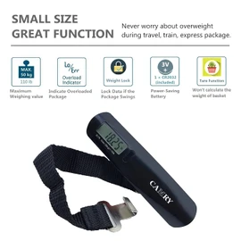 CAMRY Luggage Scales Travel Suitcase Scales Hanging Scales with LCD Display Weight Lock Tare Function up to 110 lb/50 kg Capacity Black