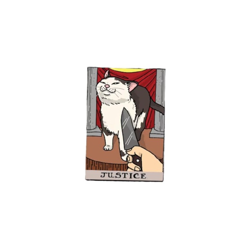 Cat and Tarot Pin Badge Justice Cute Cat Pin Brooch