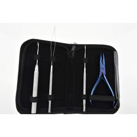 Professional Hair Extensions Micro Ring Remover Plier Tool with Crochet, Loop & Pulling Needle Kit