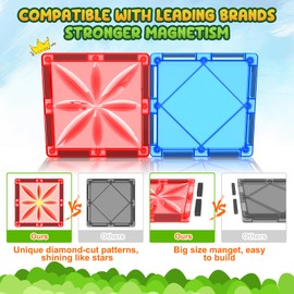 Diamond Magnetic Tiles Kids Toys for Toddlers STEM Magnetic Blocks Building Toys Preschool Sensory Montessori Learning for 3+ Year Old Boys Girls Christmas Birthday Gifts Creative Kids Games