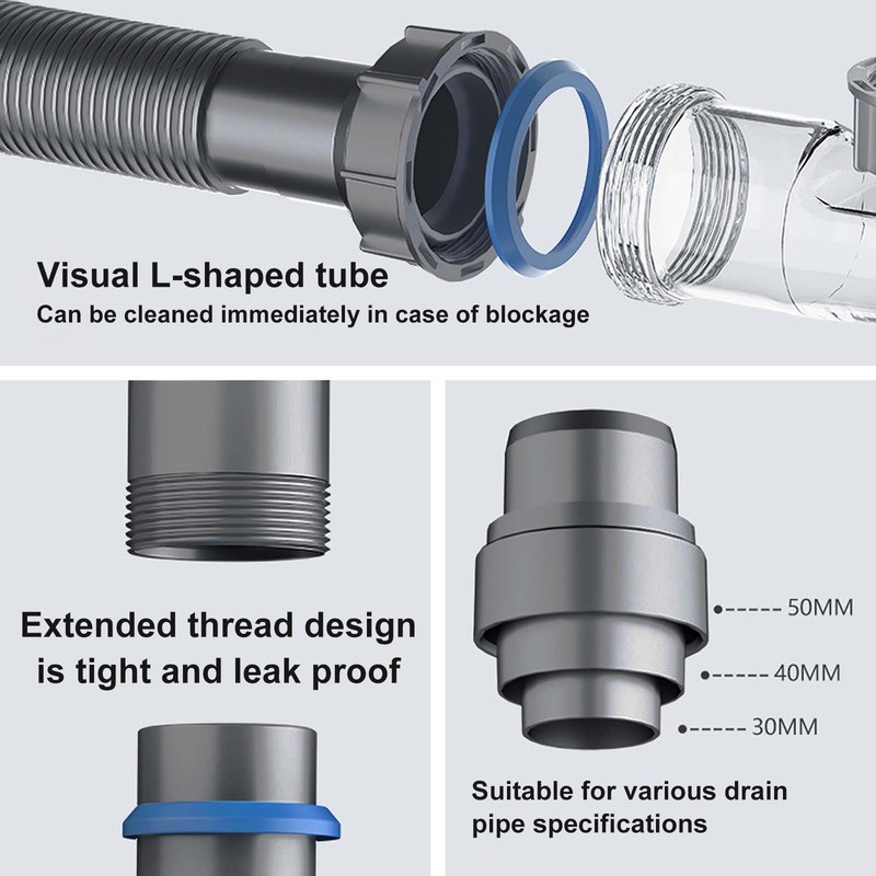 QruiLanTu Double Sink Drain Kit Space Saving Kitchen Sink Drain