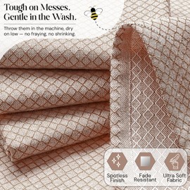 HEIRLOOM COMFORT Brown Honeycomb Kitchen Towels 3 Pack, 16x26 Inch, 100% Cotton, Quick Dry, Soft, Absorbent, Reusable & Washable Dish Towels for Drying Dishes, Cleaning, and Everyday Use