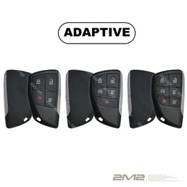 2M2 Genuine Leather Smart Key Fob Case Cover Slim Fit Key Holders Keychain Key Sleeve Compatible with Silverado Sierra Equinox Acadia Tahoe Suburban Yukon 2021-2026 (5-Button, Red)