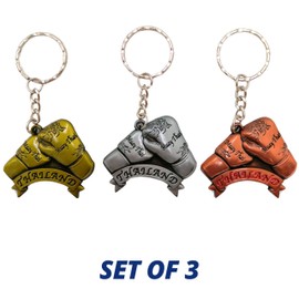 Muay Thai Keychain, Kick Boxing Keyring, Fighter Keychain, Fighting, Metal Key Holder, Gloves and Shorts, Boxing Gloves Set of 3, One Size