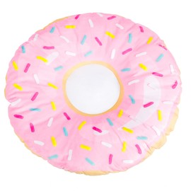 Longrich Donut Cat Bed & Dog Bed, 3D Realistic Donut Print Pets Bed with Non-Slip Bottom for Medium/Large Indoor Pets, Machine Washable, 24 inches, Pink Party Sprinkle