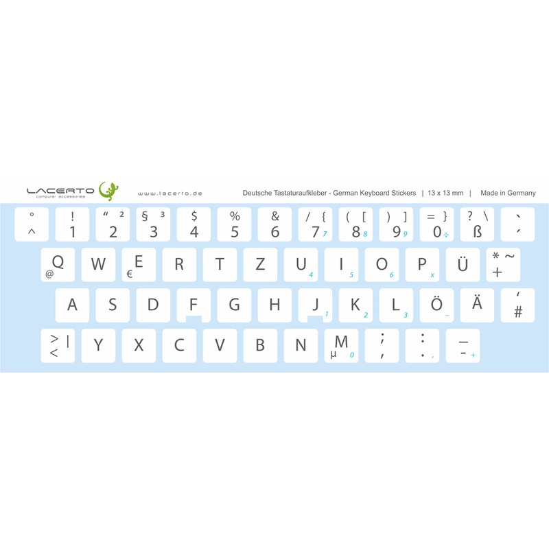 Lacerto® 13 x 13 mm German Sticker Set for PC