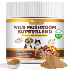 Shuangjia Wild Mushroom Superblend for Lumps & Bumps 4.23 fl.oz, Mushroom Supplements Powder Lipoma Reduction, Immune Support for Dogs & Cats11 Organic Mushroom Complex, Natural Turkey Tail Mushroom for Pets