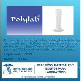Polylab Probeta De Plástico 25 Ml Graduada Laboratorio Polylab