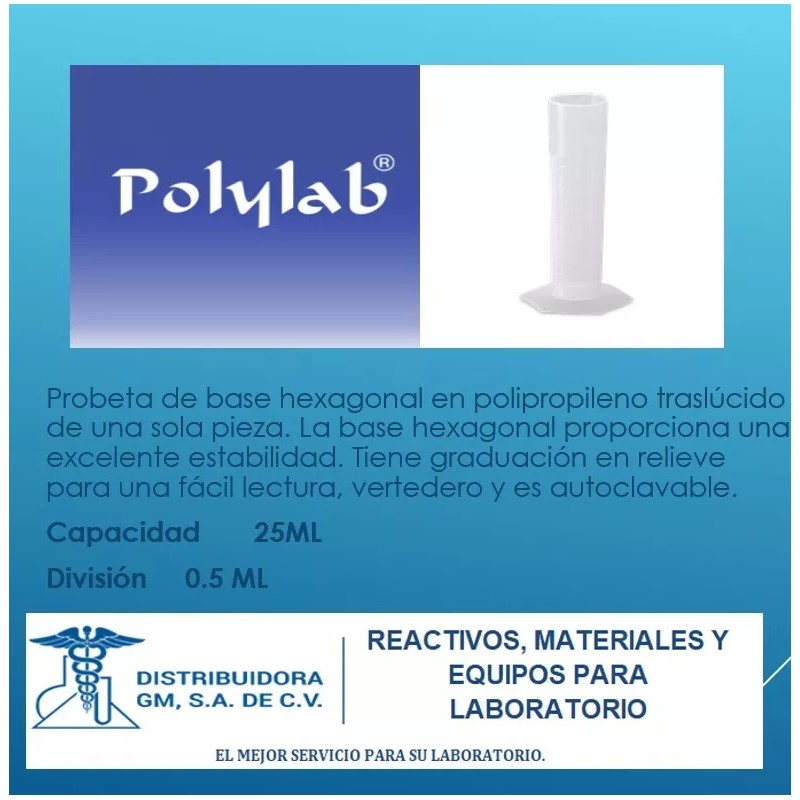 Polylab Probeta De Plástico 25 Ml Graduada Laboratorio Polylab