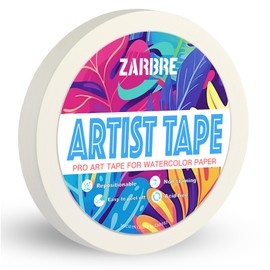 ZARBRE Artist Tape, White Art Tape for Watercolor Paper, Medium Tack Masking Drafting Tape for Painting Canvas Framing, Acid-Free, 0.6in 164FT Long