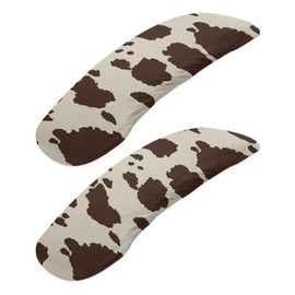 Eheartsgir Brown Cow Print Rotating Chair Arm Cover Stain Resistant Durable Armrest Slipcover Pads Office Computer Gaming Desk Rotating Chair Elastic Armrest Decor Cover