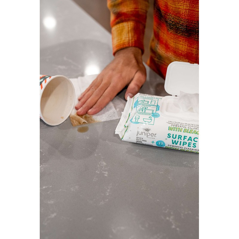 Juniper CLEAN 24 Pack Surface Cleaning Wipes with Bleach, All-Purpose