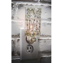 Night Light Decorative Wall Plug in Accent Lite Nightlight for Hallway Bedroom Bathroom Kitchen Fused Green Glass Tree Nature Themed Home Decor J Devlin NTL 189-2