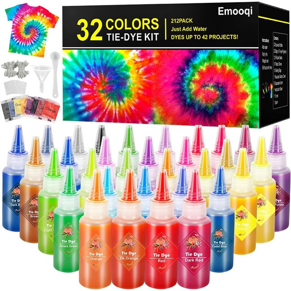 DIY Tie Dye Kits, Emooqi 32 Colours All-in-1 Tie Dye