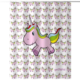 getDigital Magic Unicorn Shower Curtain | Anti-Mould Effect, Waterproof, Unfortunately Non-Glittery | 180 x 200 cm, Fits All Standard Showers