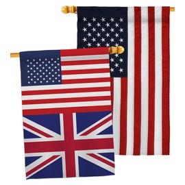 United Kingdom US Friendship House Flag - Pack Regional USA American Alliance World Country Particular Area Embroidery - Decoration Banner Small Garden Yard Gift Double-Sided Made in 28 X 40