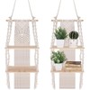 Barydat 2 Pack Macrame Wall Hanging Shelf 2 Tier Handmade