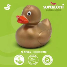SUPERLOTTI Gabi Gold Squeaky Duck, an Original Bath Duck, Quality Brand for Children Only Real in the Apple Box!