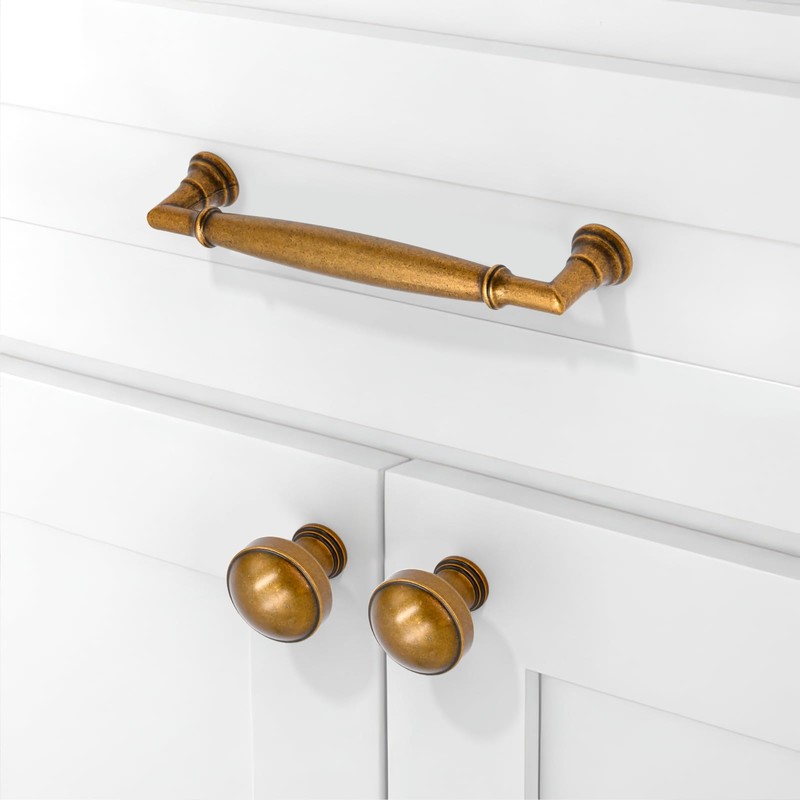 Asimerdeco 10 Pack Antique Brass Cabinet Pulls 5 Inch(128mm) Kitchen