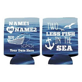 VictoryStore Can and Beverage Coolers: Neoprene Customizable âTwo Less Fish In The Seaâ Nautical Wedding Can Coolers - 100pc
