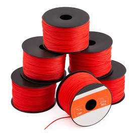 MIVOS Masonry Rope - Pack of 6 Masonry Cord 100 m, Thickness 2 mm - Guide Line in Red - Construction Cord - Plumb Line - Durable, Tear-Resistant Plaster Cord - Plumb Rope