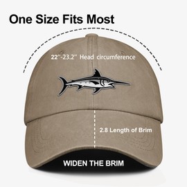 Outdoor Shaping Men's Baseball Cap, Women's Baseball Cap, Unisex Cap - One Size Closure, Adjustable, Casual, Breathable, Classic Cap with Swordfish Embroidery, khaki, Unit size