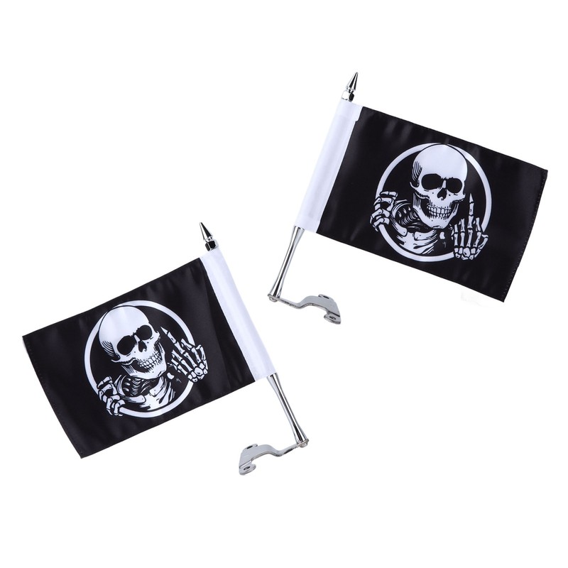 Trunk Lid Flagpole Mount Kit with Skull Flag L R