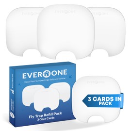 EverOne Glue Card Refills for Indoor Fly Trap – 3 Count Sticky Traps for Flies, Gnats, and Fruit Flies – Compatible with Plug-in Bug Catcher for Home Use