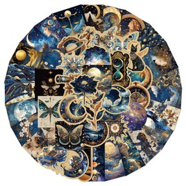 Fantasy Graffiti Galaxy Astronomical Artistic Stickers - 50 Pcs Waterproof Vinyl Vintage Space Moon Celestial Decorative Decals for Laptops,Water Bottles,Notebooks,Journals (Dark Blue)