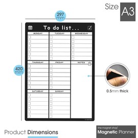 TMS Magnetic Weekly Planner for Fridge | Made in The UK | Dry Erase to Do List, Whiteboard, Memo Board, Calendar or Organiser for Work or Family Planning