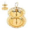 2 Tier Fruit Plate Metal Round Gold Plated Beautiful Cupcake