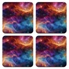 Space Coaster Set, Multicolour Universe Galaxy Art 9cm Glossy Wood