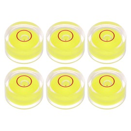HARFINGTON 6pcs Round Bubble Level 15x8mm Mini Circular Bullseye Spirit Levels for Leveling Camera Tripod Telescope Workshop Turntable Pictures Frame, Yellow