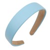Semato Blue Headband 1 Inch PU Leather Headband for Women