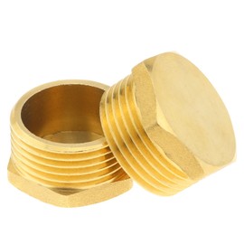 SJZBIN 2pcs NPT Male Adapter Brass Pipe Plug 3/4" External Hexagonal Thread Socket Plug