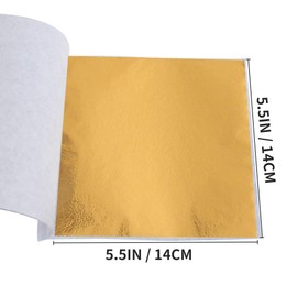 100 Sheets Imitation Gold Leaf Foil Paper for Arts, Gilding Crafting, Decoration, Furniture, 5.5 by 5.5 Inches