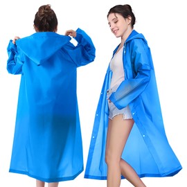 Trenovo Rain Ponchos for Adults Reusable, Rain Coat for Women or Men Waterproof, Rain Jacket Emergency with Hood, Black, 1 Pack