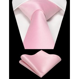 RBOCOTT Blush Pink Tie and Pocket Square Necktie Set for Men(24)