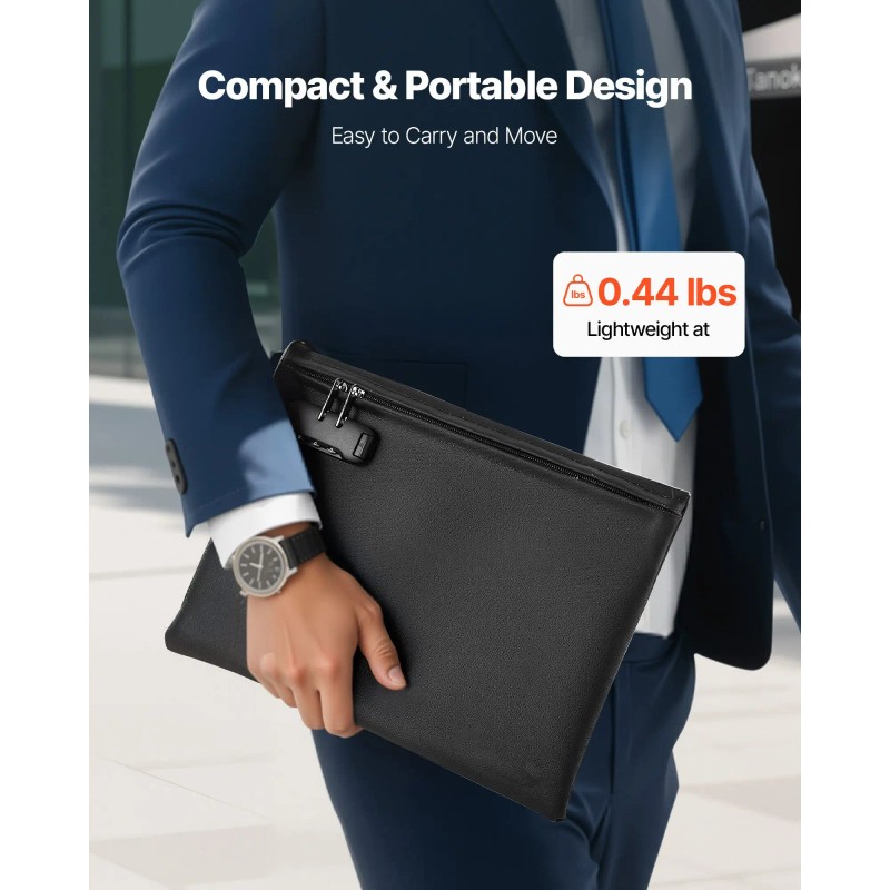 Portable Fireproof Document Bag with 1832 Fahrenheit Heat Insulated Lock