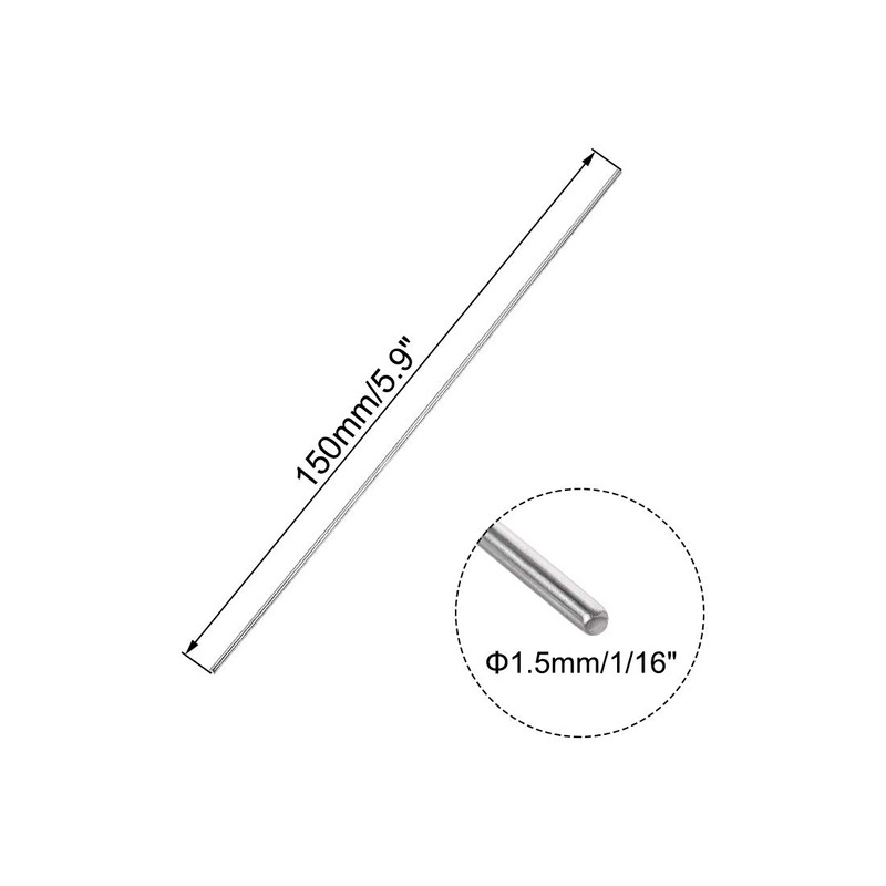 uxcell 1.5mm x 150mm 304 Stainless Steel Solid Round Rod