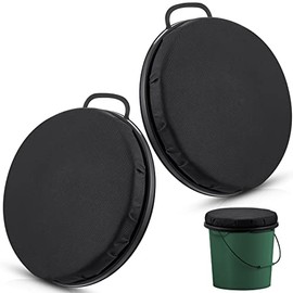 2 Pcs 5 Gallon Bucket Seat Bucket Swivel Lid Cushion 360 Degree Swivel Bucket Seat Cushion Bucket Seat Lid with Waterproof Cover for Dove Duck Hunting Fishing Baseball Gardening Camping (Solid, Black)