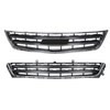 Front Upper and Lower Grille Set Chrome Black 2Pcs Replacement