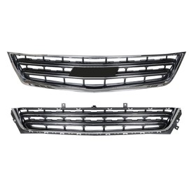 Front Upper and Lower Grille Set Chrome Black 2Pcs Replacement for Impala 2014 2015 2016 2017 2018 2019 2020