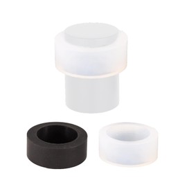 EVI Hardware | Door Stop | 0,94 x 1,18 "| White Lacquered Stainless Steel | Threaded Base | Includes Screw + Fastening Plug + Black and White Protectors