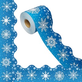 69 Feet Winter Snowflake Bulletin Board Borders,Scalloped Borders Christmas Bulletin Board Border, for School Classroom Poster Office Party Wall Locker Decor(Snowflake)